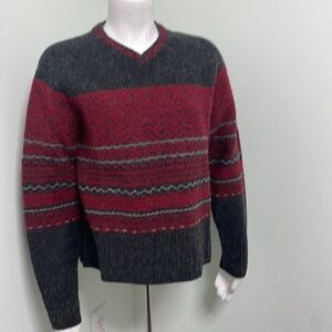 Vintage Woolrich Wool Blend Rugged Outdoor Gray & Red Sweater Women’s Medium